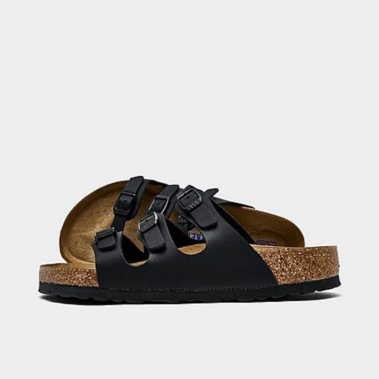 Birkenstock Women's Florida Birko-Flor Nubuck Soft Footbed Sandals in Black Size: 5.0