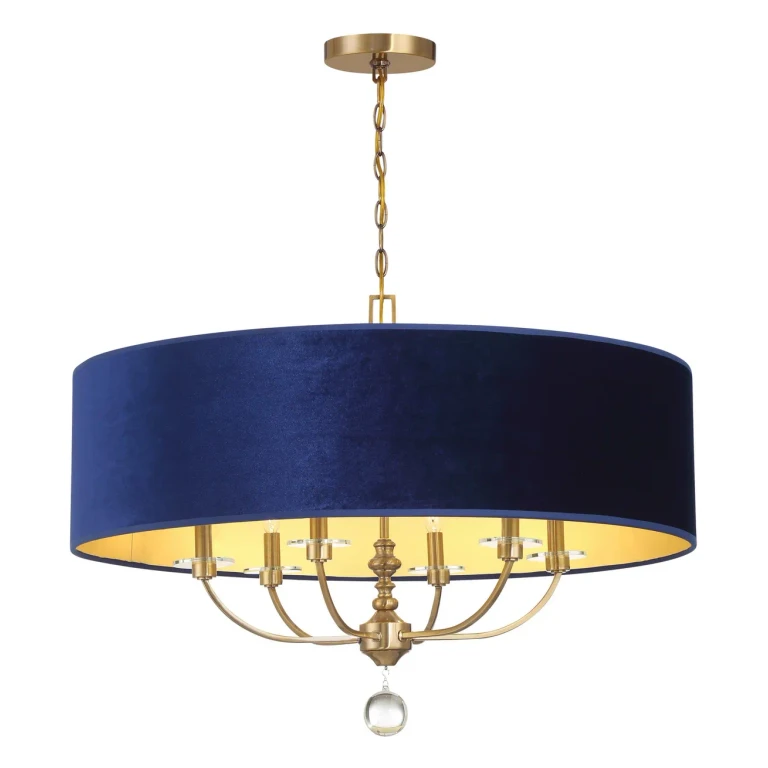 Oxidized Aged Brass Six Light Pendant from the Van Noord Collection