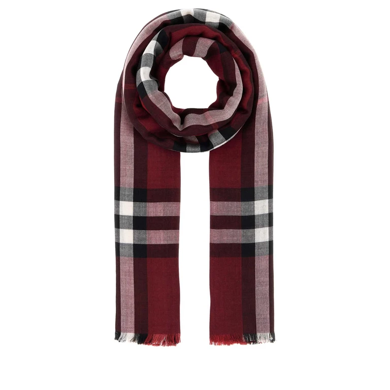 Embroidered Wool Blend Scarf Oxbloodredpost Exterior: Silk Sciarpe E Foulard - Unisex