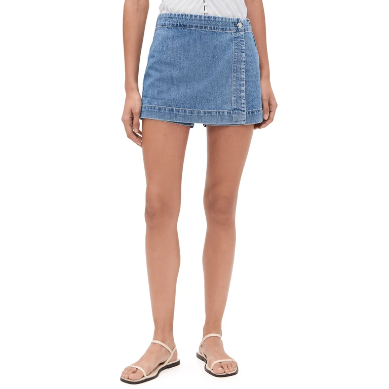 Madewell Denim Wrap Mini Skort Midvale Wash 26
