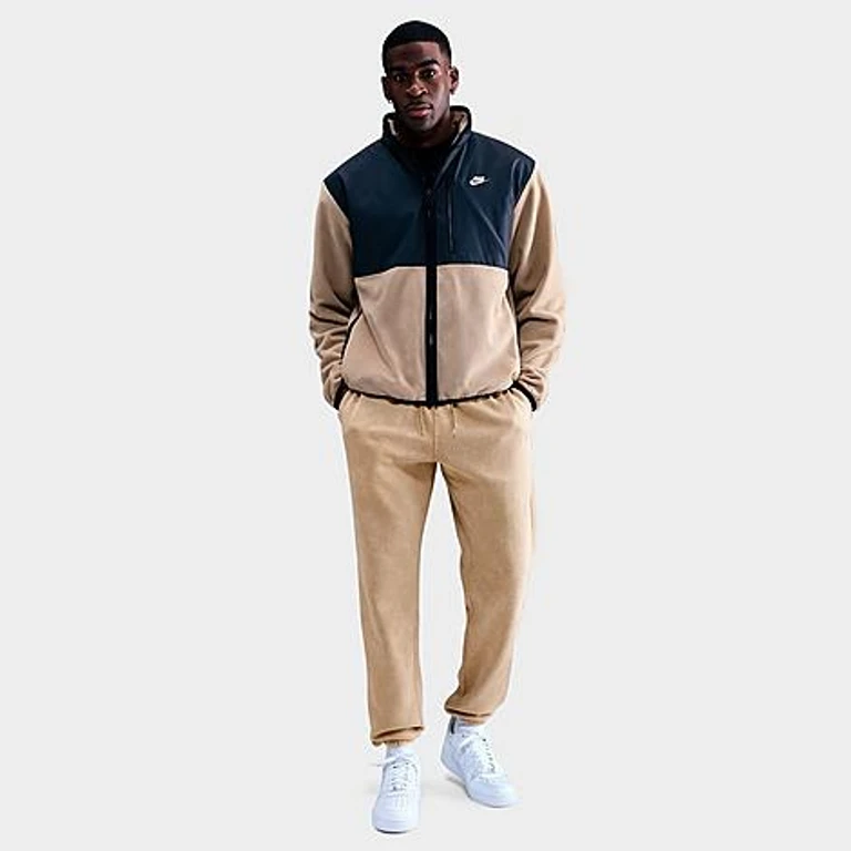Nike Men's Sportswear Club Washed Cuffed Fleece Pants in Parachute Beige/Parachute Beige Size: XS