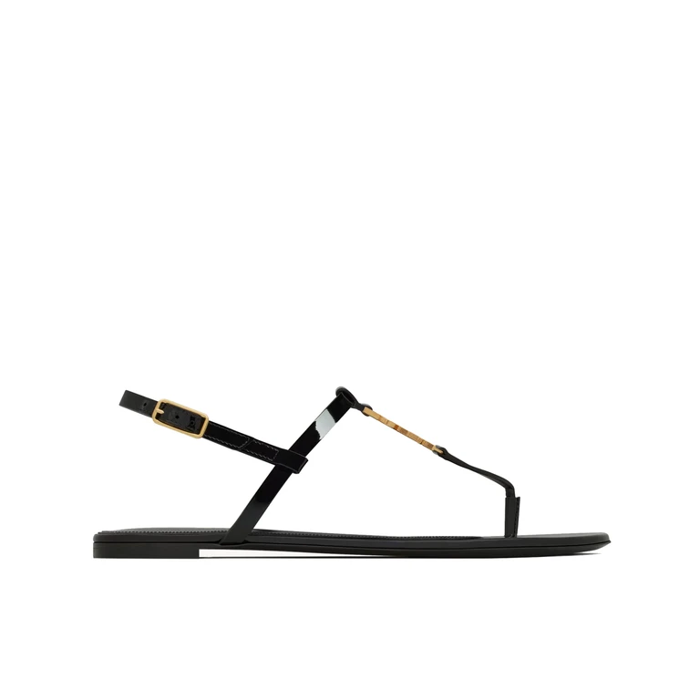 Saint Laurent Sandali Piatti Cassandra Black Calzature - Women
