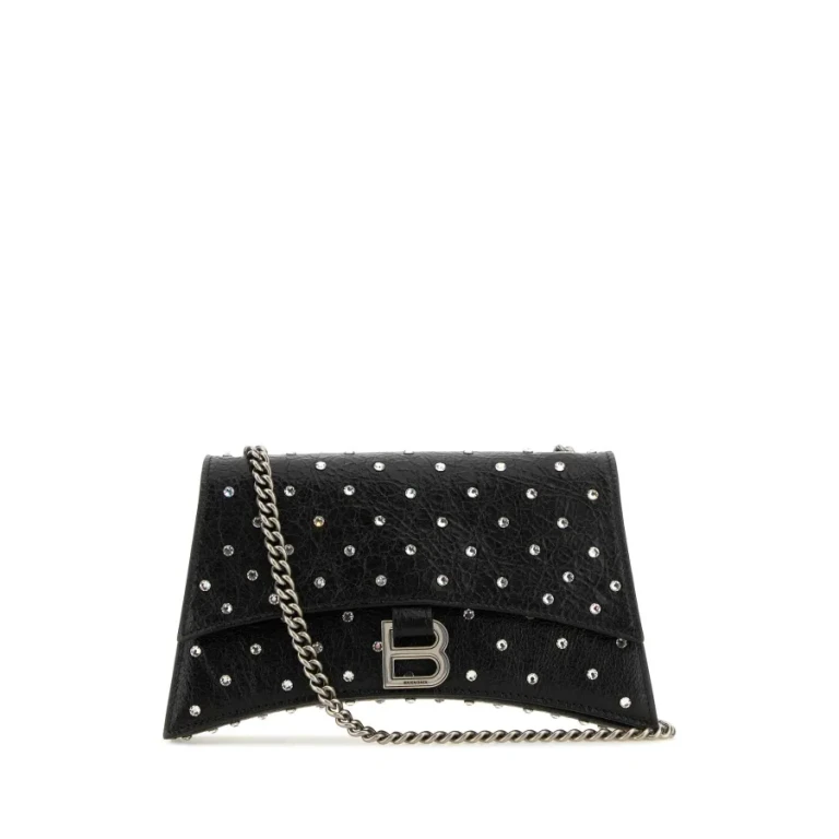 Balenciaga Black Leather Crush Xs Shoulder Bag