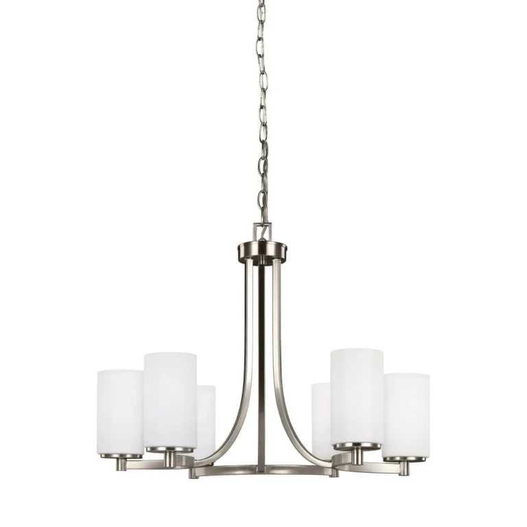 Brushed Nickel Six Light Chandelier from the Hettinger Collection