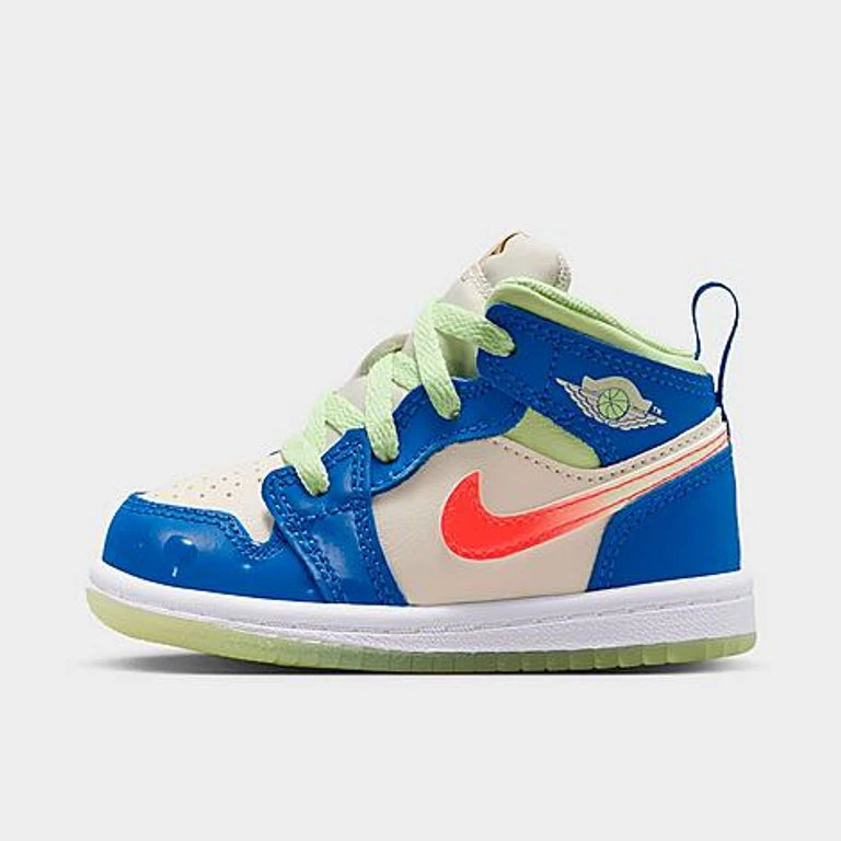 Jordan Kids Toddler Air Retro 1 Mid SE Casual Shoes in Game Royal/Barely Volt/Infrared 23 Size: 2.0