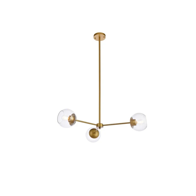 brass Three Light Pendant from the Briggs Collection