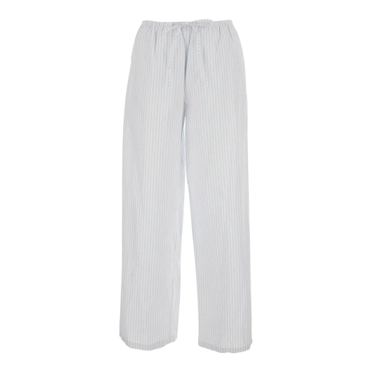 Dunst White pajama String Pants With Blue Stripes Womens Pants