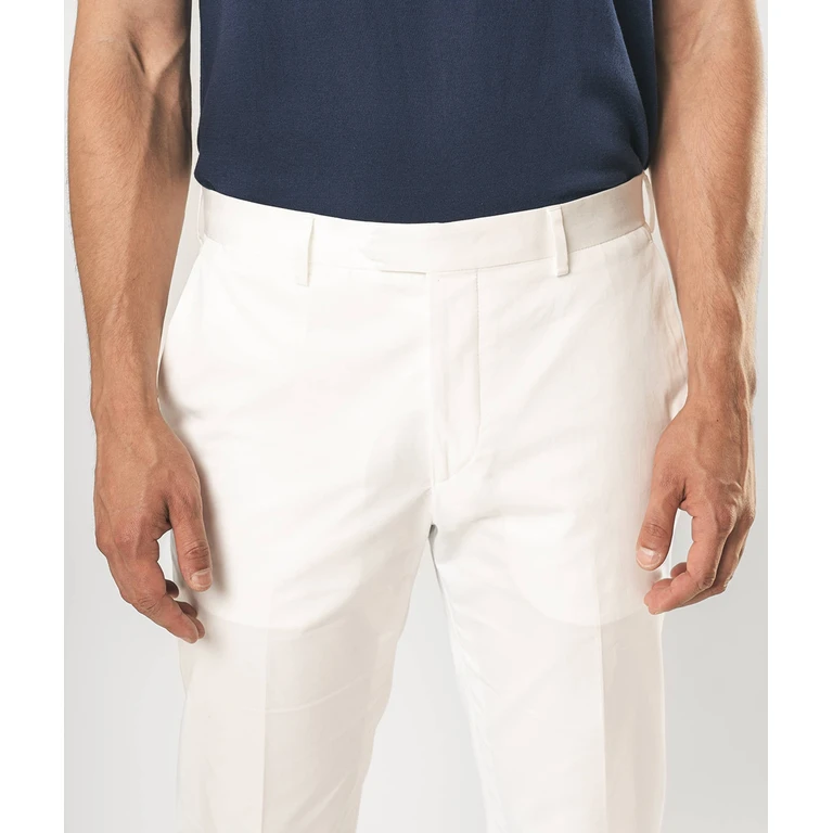 Larusmiani Cotton Chino Barthelemy White Trousers No Pinces - Men