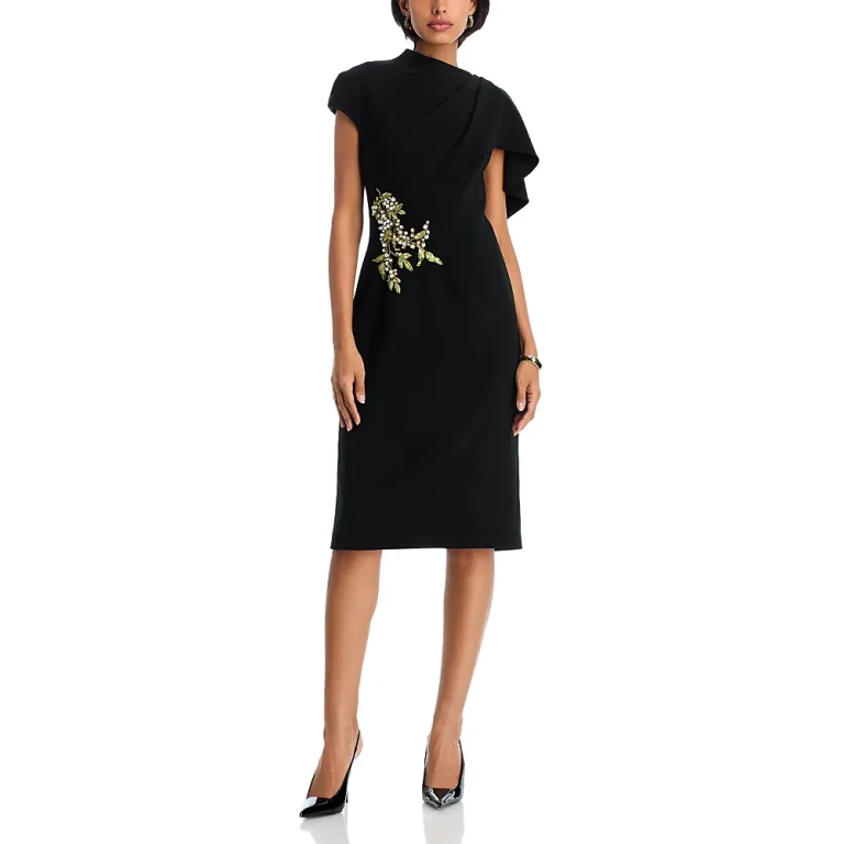 Teri Jon by Rickie Freeman Embellished Cape Dress