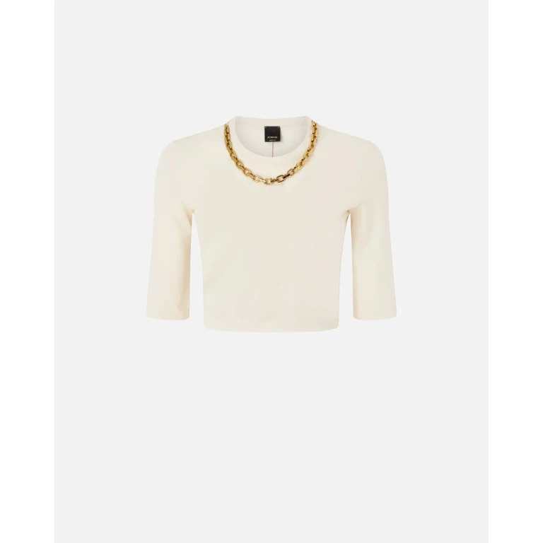 Pinko - T-shirt cropped avec chaîne - XS