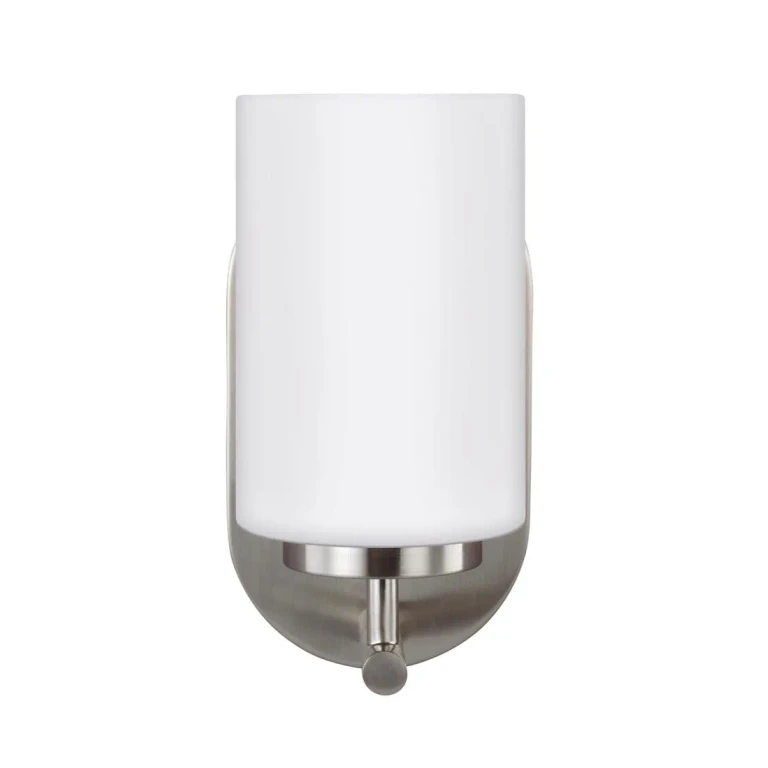 Brushed Nickel One Light Wall Bath Sconce from the Oslo Collection