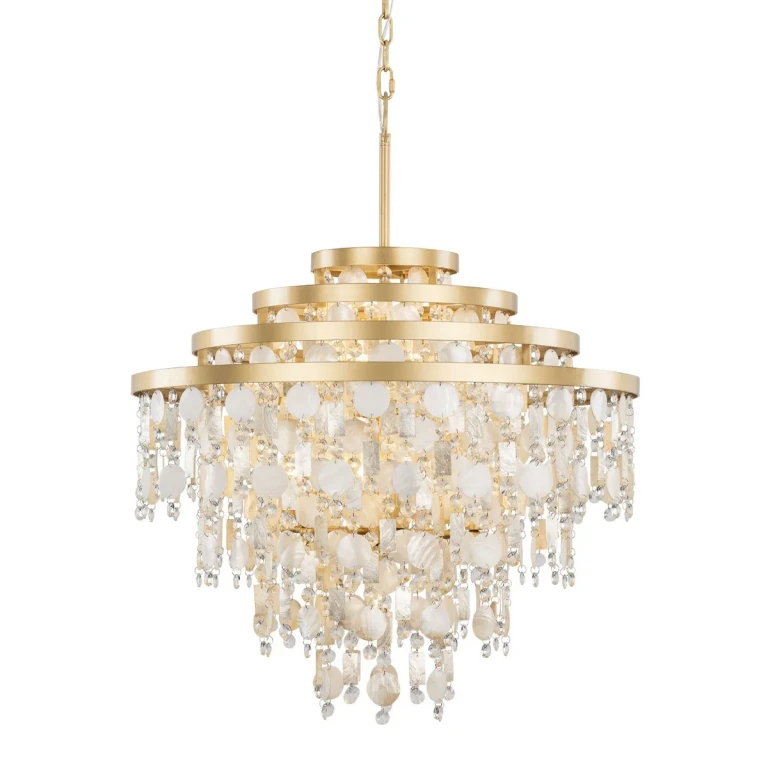 French Gold Ten Light Chandelier from the Kalani Collection