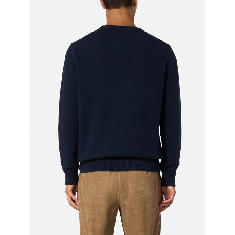 Mc2 Saint Barth Crewneck Heron With Vacanze Di Natale Jacquard Special Edition Blue - Men