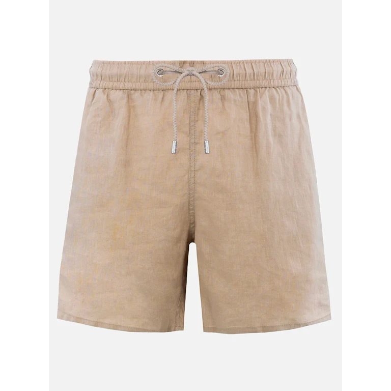 MC2 Saint Barth Gustavia Beige Linen Swim Shorts