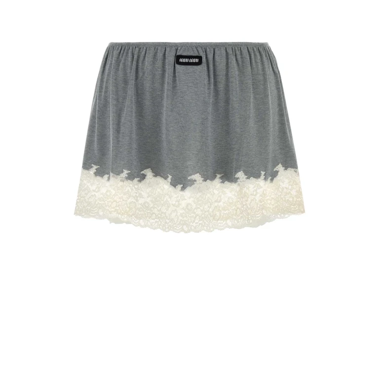 Miu Miu Grey Silk Mini Skirt Grigio Exterior: Recycled Gonne - Women
