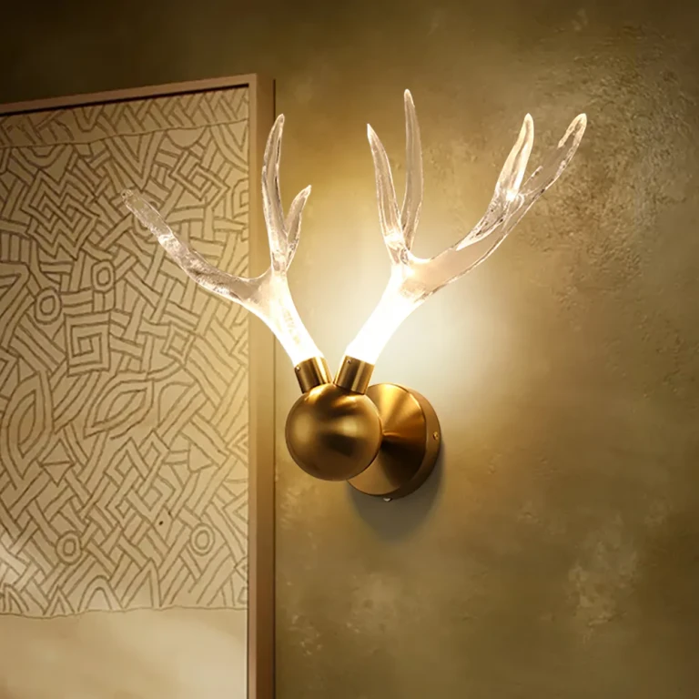 Modern Resin Deer Antler Wall Sconce LED Gold Flush Mounted Sconce