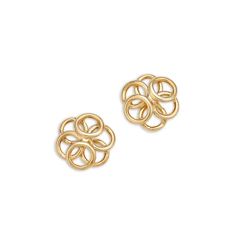 Ring Cluster Stud Earrings in 14K Yellow Gold