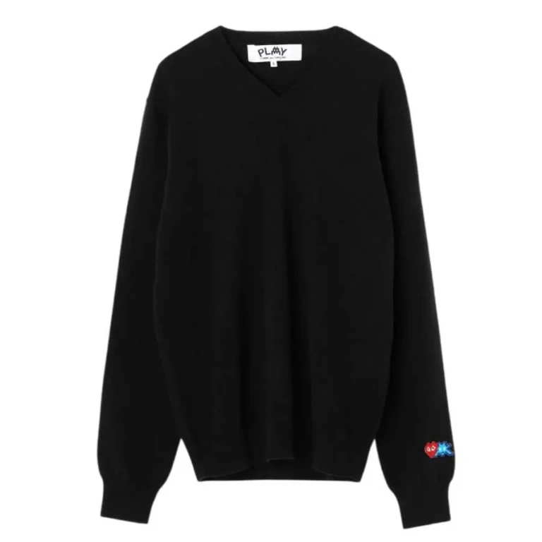 Comme Des Garcons Invader Heart V-Neck Jumper