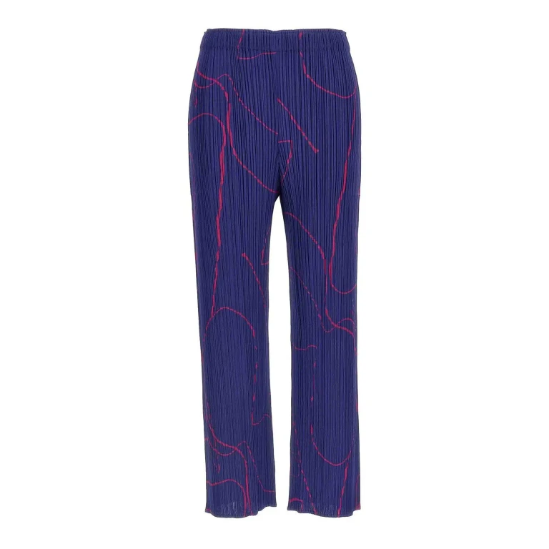 Pleats Please Issey Miyake Pantalons Décontractés - Bleu