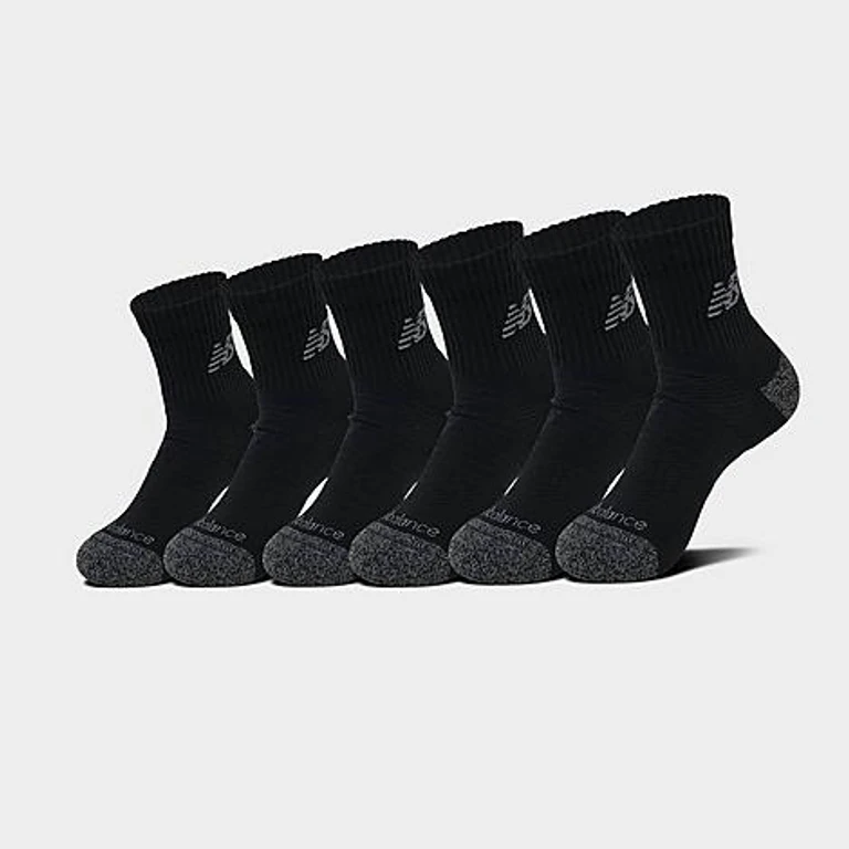New Balance Men's Active Quarter Socks (6-Pack) in Core Black Size: Small