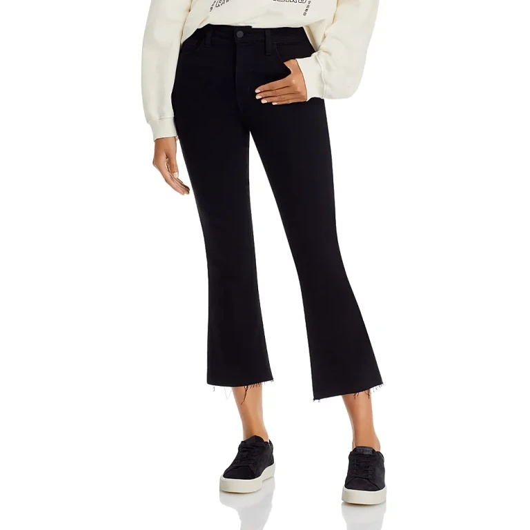 L'Agence Kendra Mid Rise Crop Flare Jeans in Blanc