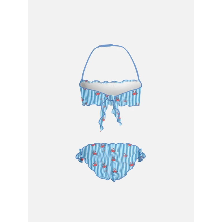 Mc2 Saint Barth Girl Classic Bandeau Bikini Emy With Crab Print Bluette