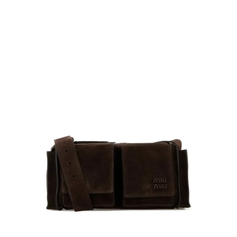Dark Brown Suede Utilitaire Crossbody Bag