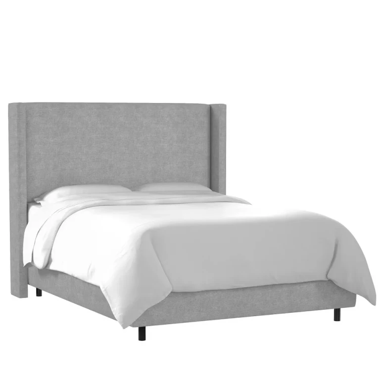 Penelope Gray Upholstered Wingback King Bed - Skyline Furniture