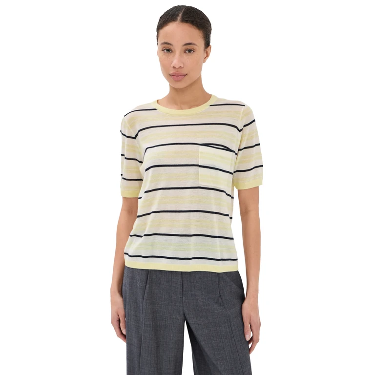 TWP Striped Cashmere Tee Ivory Multi S