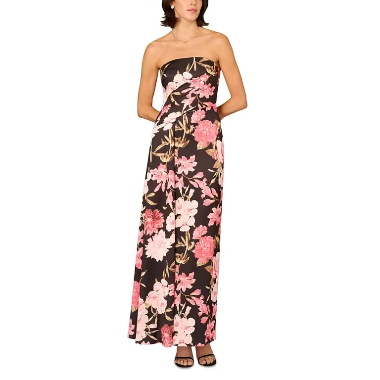 Aidan Mattox Crepe Back Satin Long Dress