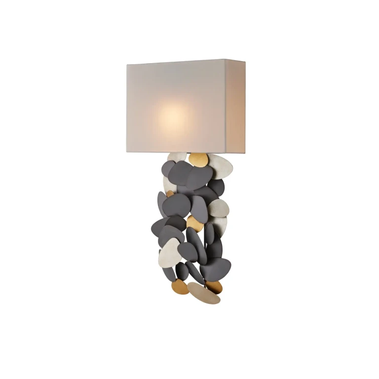 Hiroshi Gray Contemporary Gold Leaf Contemporary Silver Leaf Wall Sconce from the Moon Dust Collection