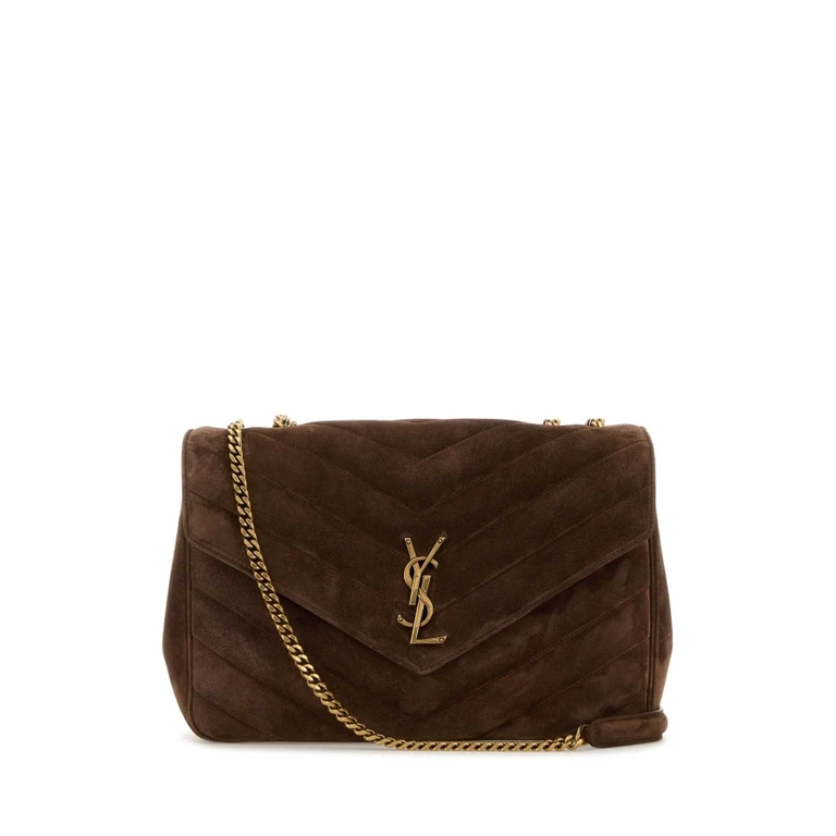 Saint Laurent Brown Suede Large Lou Lou Shoulder Bag