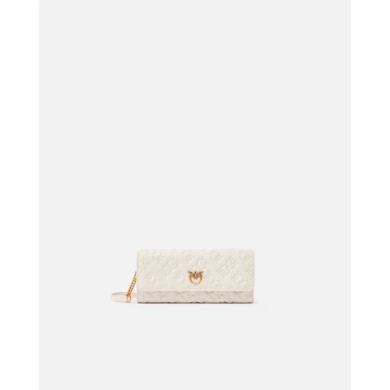 Pinko - Portefeuille rectangulaire en cuir Monogram à bandoulière