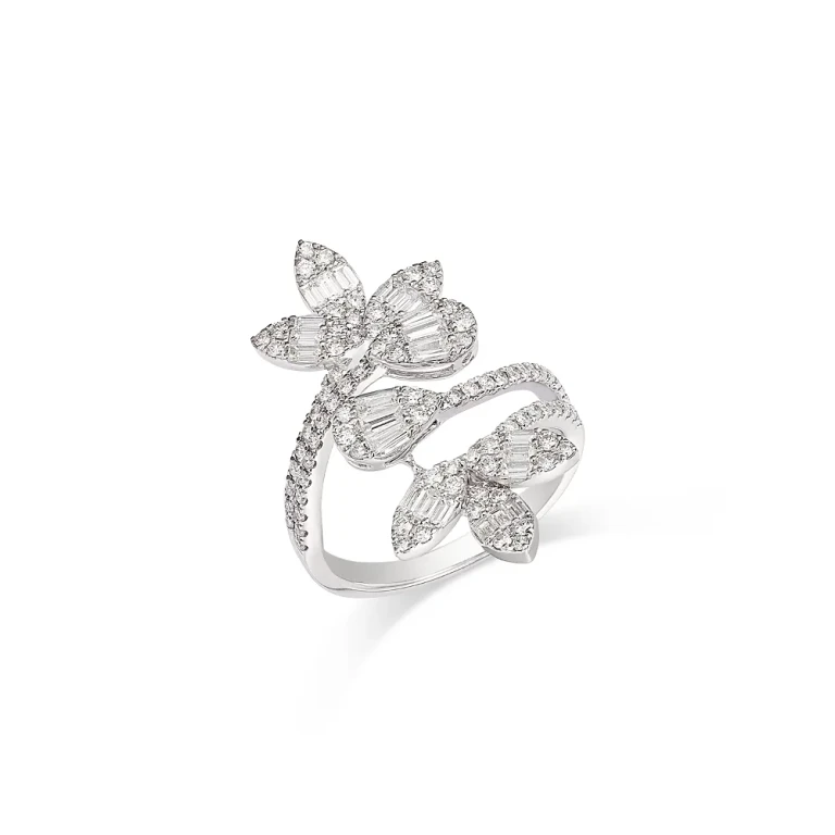 Diamond Bypass Ring in 18K White Gold, 1.2 tcw