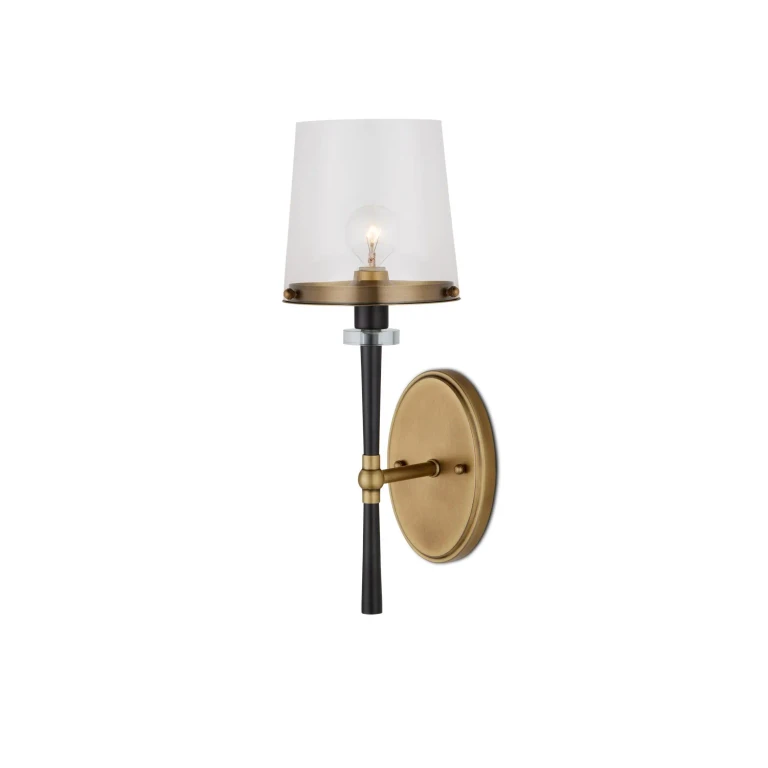 Antique Brass Oil Rubbed Bronze Clear Wall Sconce from the Lyndall Collection
