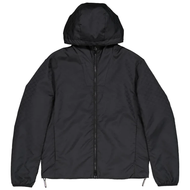 Emporio Armani Jacquard Monogram Hooded Nylon Blouson Jacket