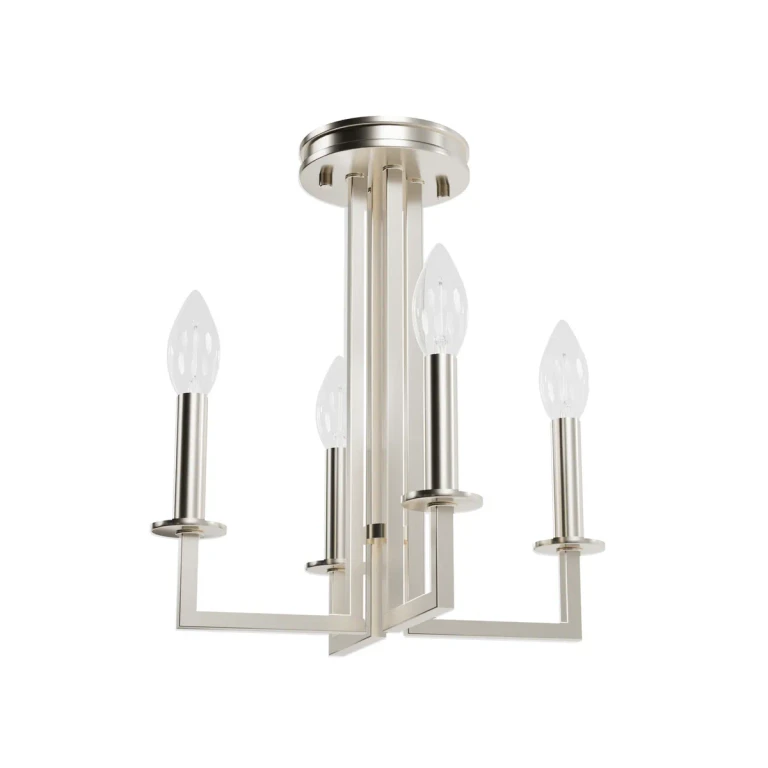 Brushed Nickel Four Light Semi-Flush Mount from the Bearden Collection