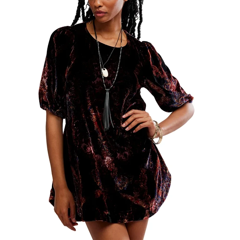 Free People Maye Printed Velvet Tunic Dress