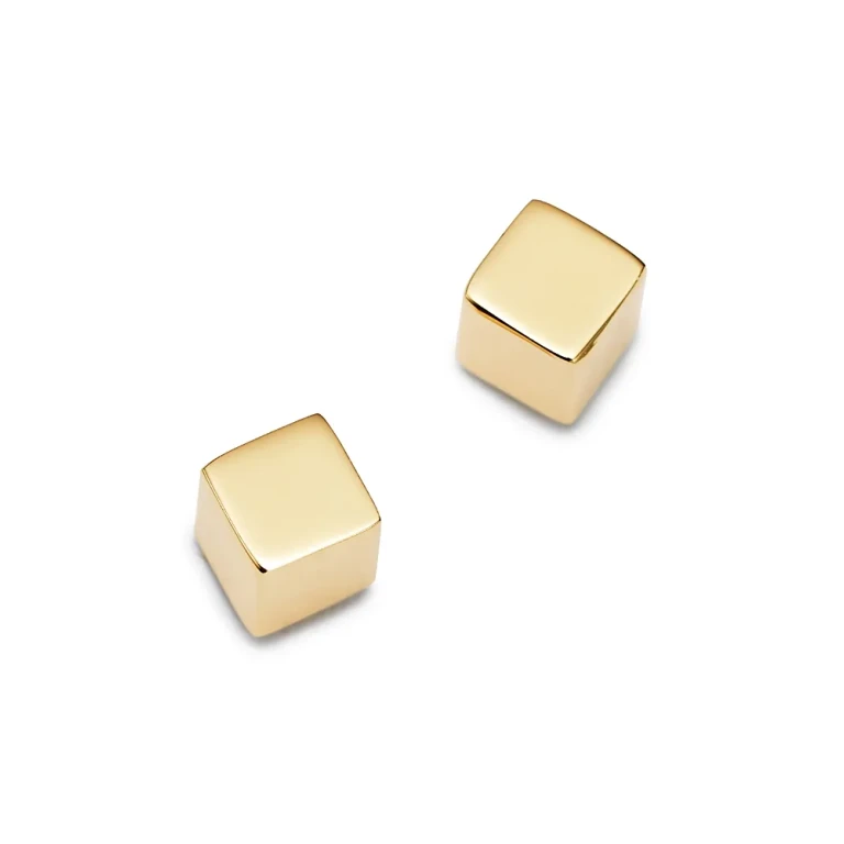 Cube Stud Earrings in 14K Yellow Gold - Exclusive