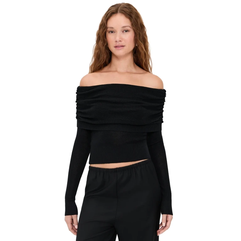 Susana Monaco Light Merino Off Shoulder Sweater 3 Black M
