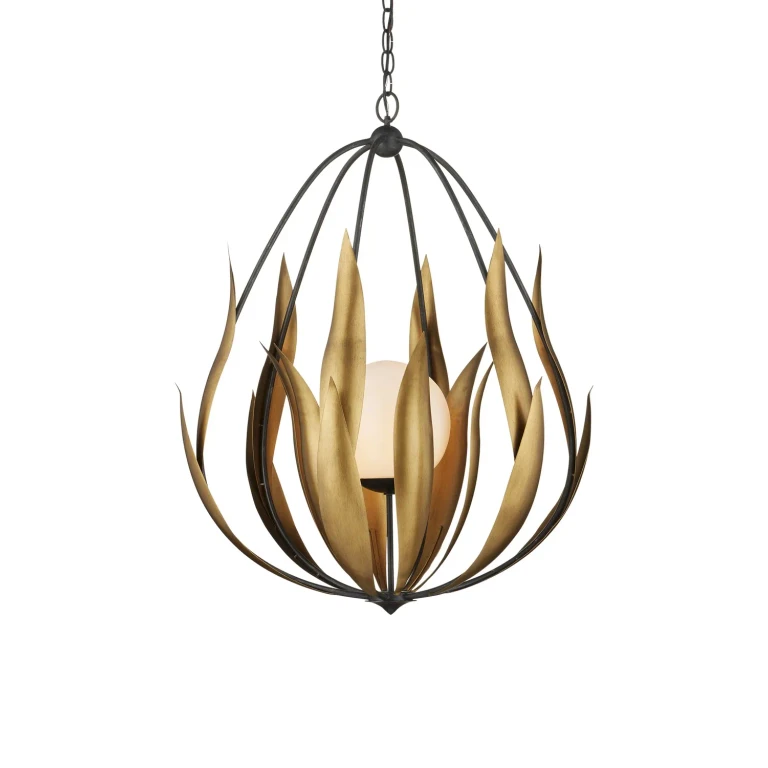 Aged Steel Brass White Chandelier from the Endymion Collection