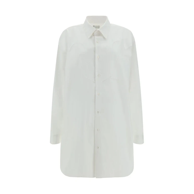 Vestido camiseiro curto com botões Maison Margiela