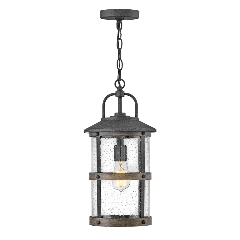 Aged Zinc LED Hanging Lantern from the Lakehouse Collection