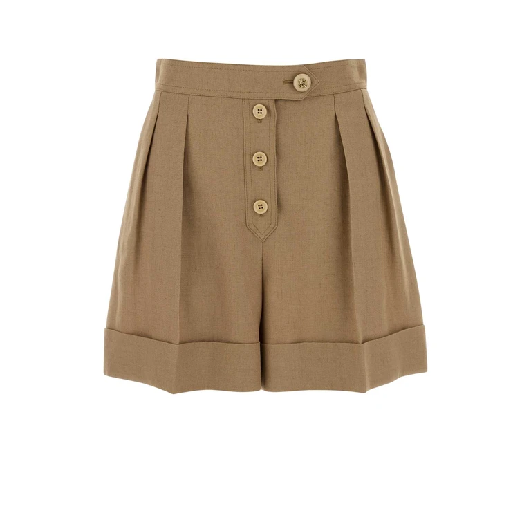 Valentino Garavani Biscuit Viscose Blend Shorts Beige Flax (or Linen) - Women