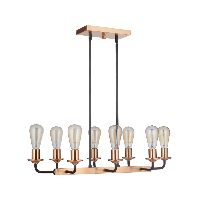 Flat Black Satin Brass Eight Light Island Pendant from the Randolph Collection