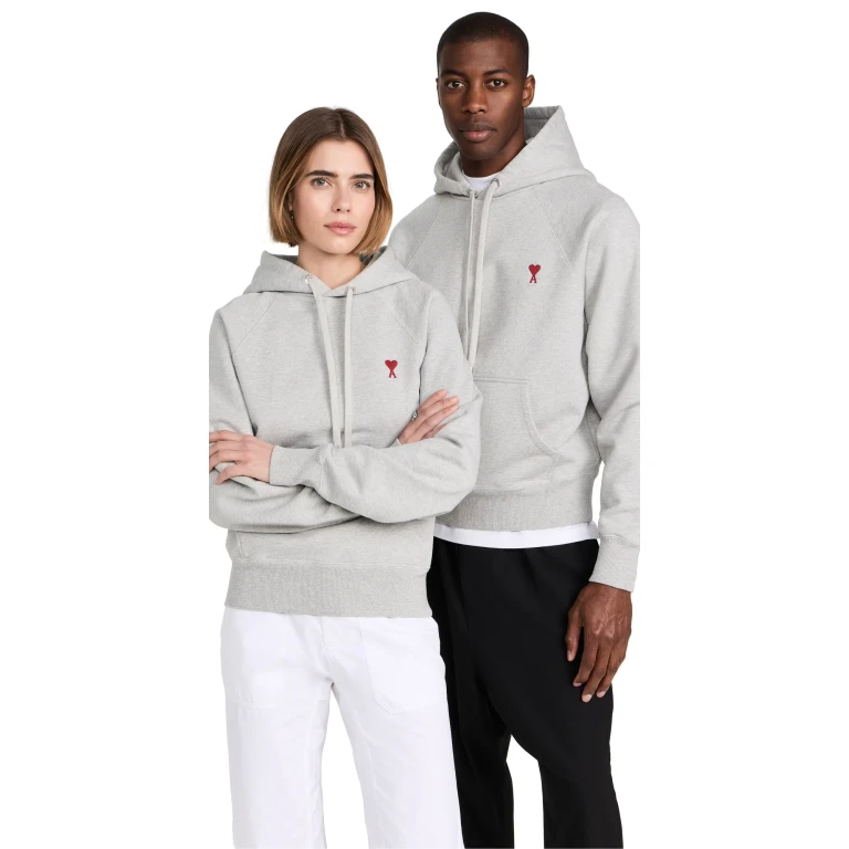 AMI AMI De Coeur Unisex Hoodie Heather Ash Grey M