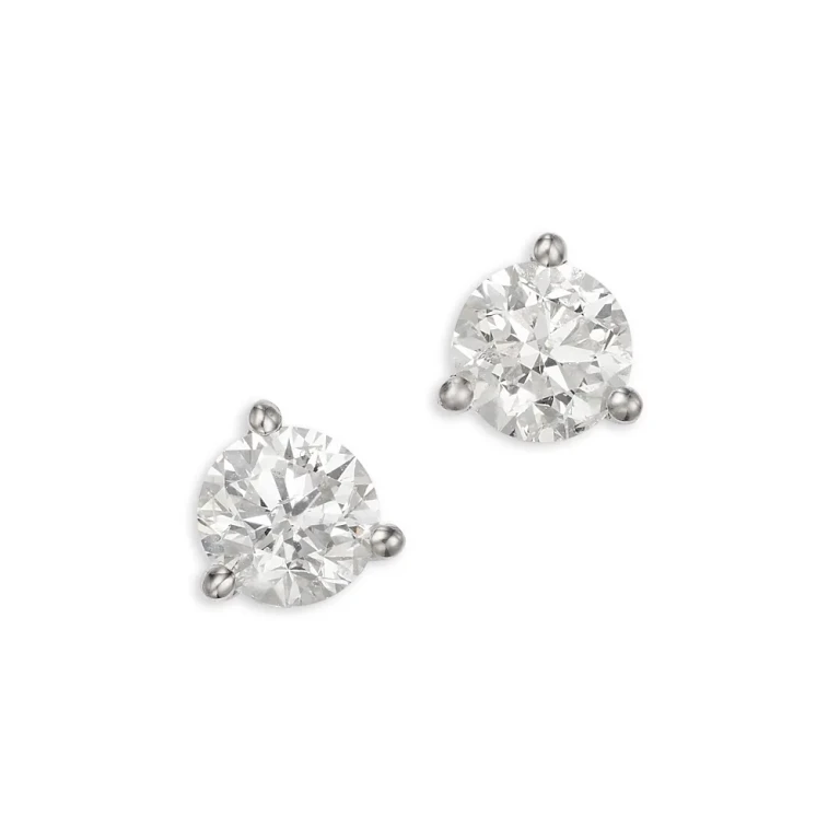 Certified Diamond Martini Set Stud Earrings in 14K White Gold, 2.0 tcw
