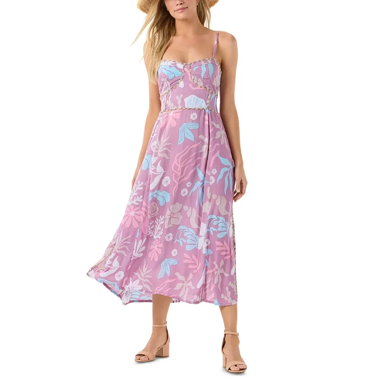 Tiare Hawaii Rio Shell Trim Maxi Dress