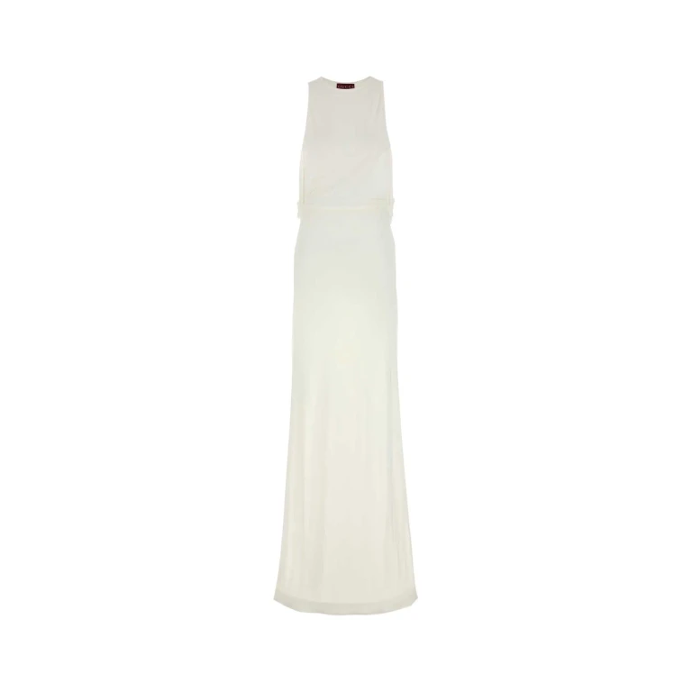 Gucci White Crepe Long Dress Softwhite Abiti Lunghi - Women