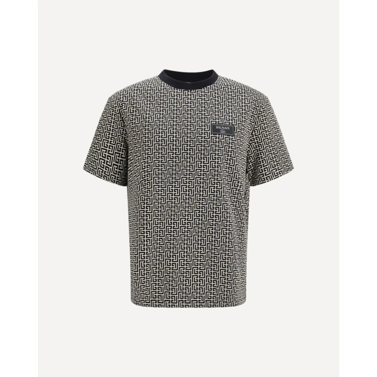 BALMAIN Jacquard T-shirt with PB labyrinth monogram Male M